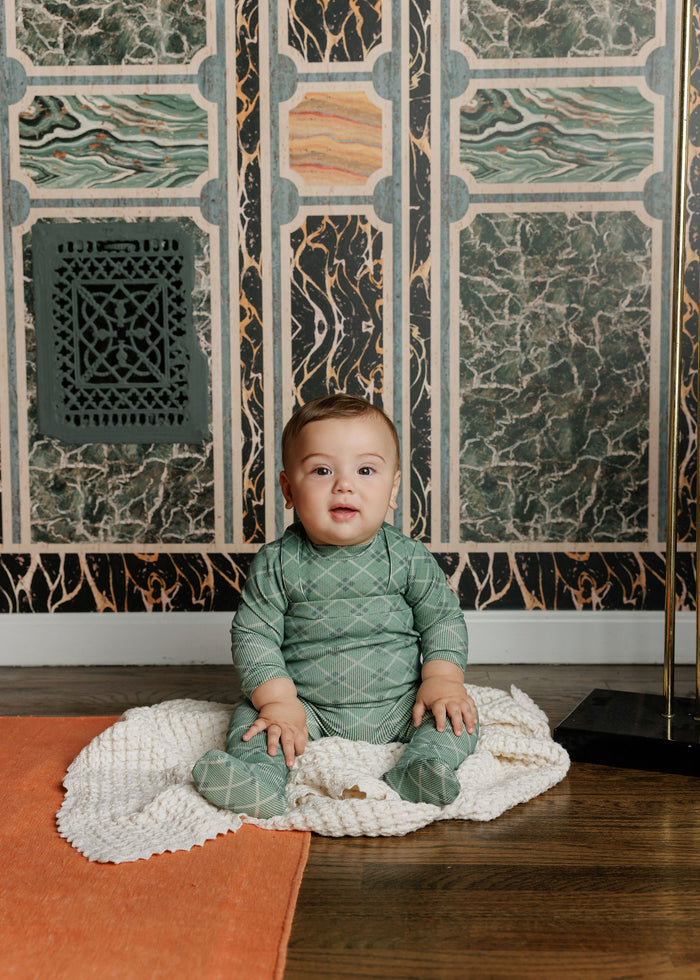 Cotton Plaid Print Collection - Bodysuit + Overalls