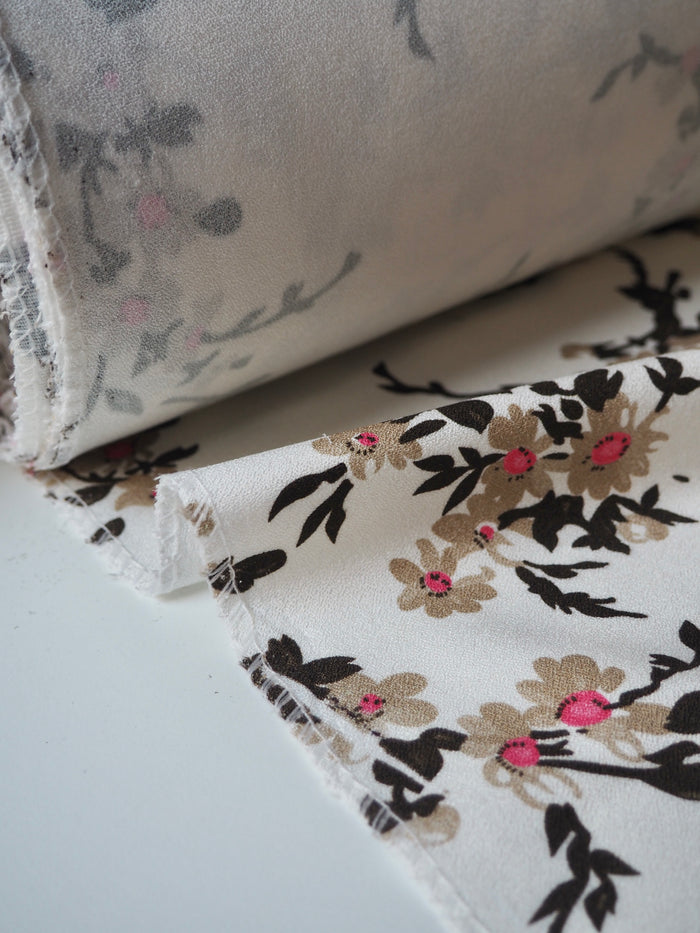 Cream Blossom Stretch Crepe