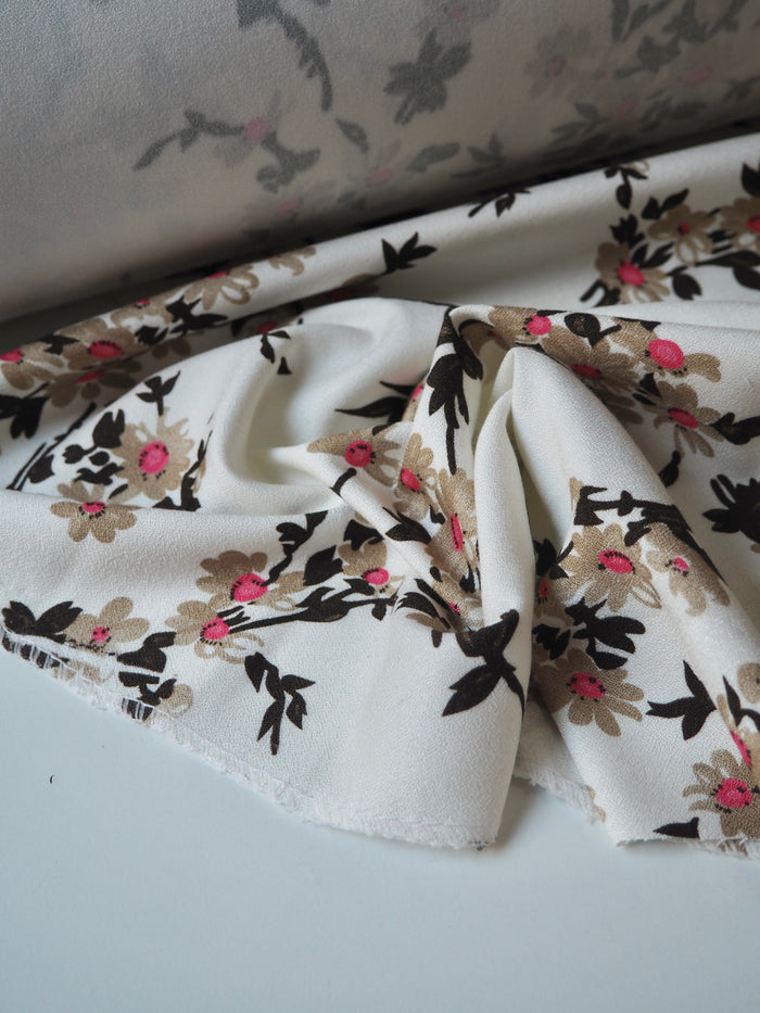 Cream Blossom Stretch Crepe