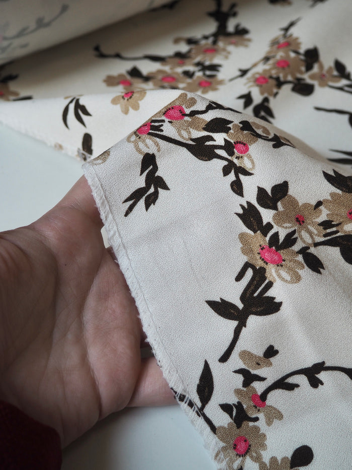 Cream Blossom Stretch Crepe