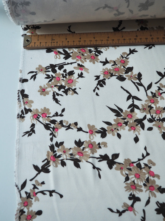 Cream Blossom Stretch Crepe