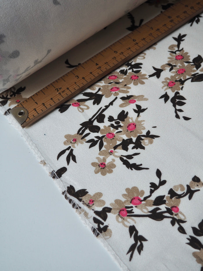Cream Blossom Stretch Crepe