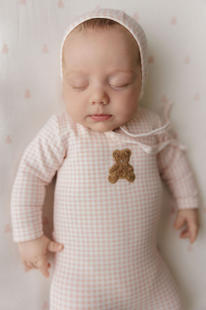 Crib Sheets – Pink - Gingham Bear Collection