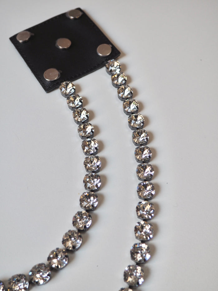 Crystal + Black Leather 2 Strand Accessory