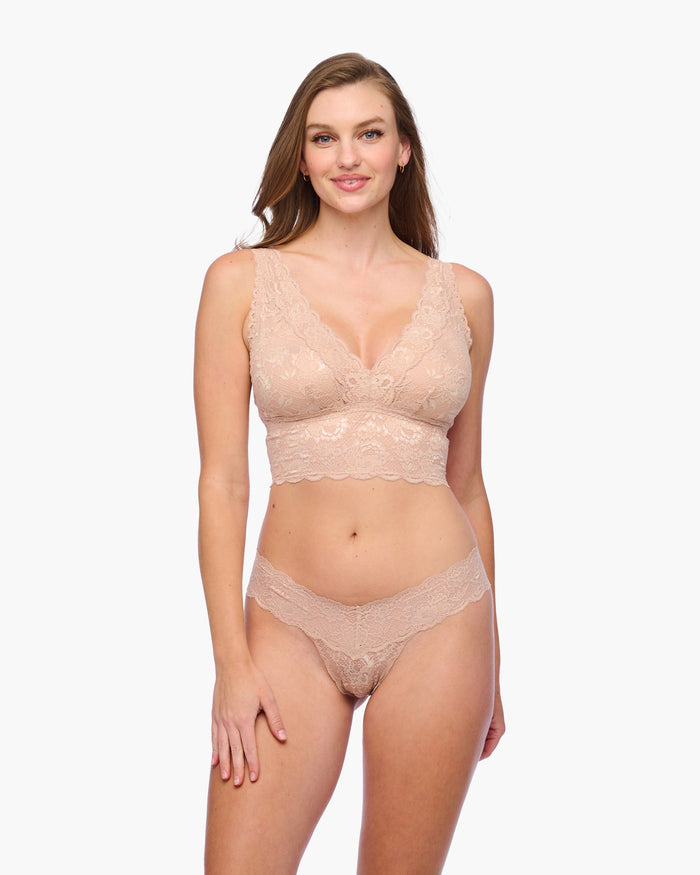 Beige Bralette - Never Say Never Curvy Plungie Longline Bralette