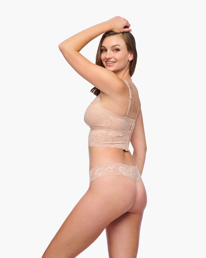 Beige Bralette - Never Say Never Curvy Plungie Longline Bralette