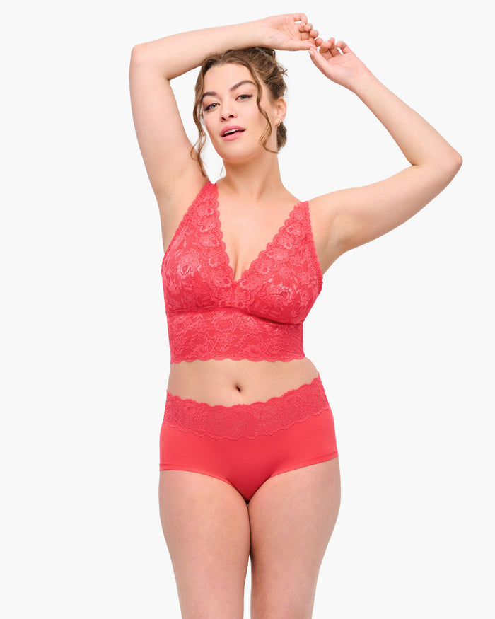 Pink Bralette - Never Say Never Curvy Plungie Longline Bralette