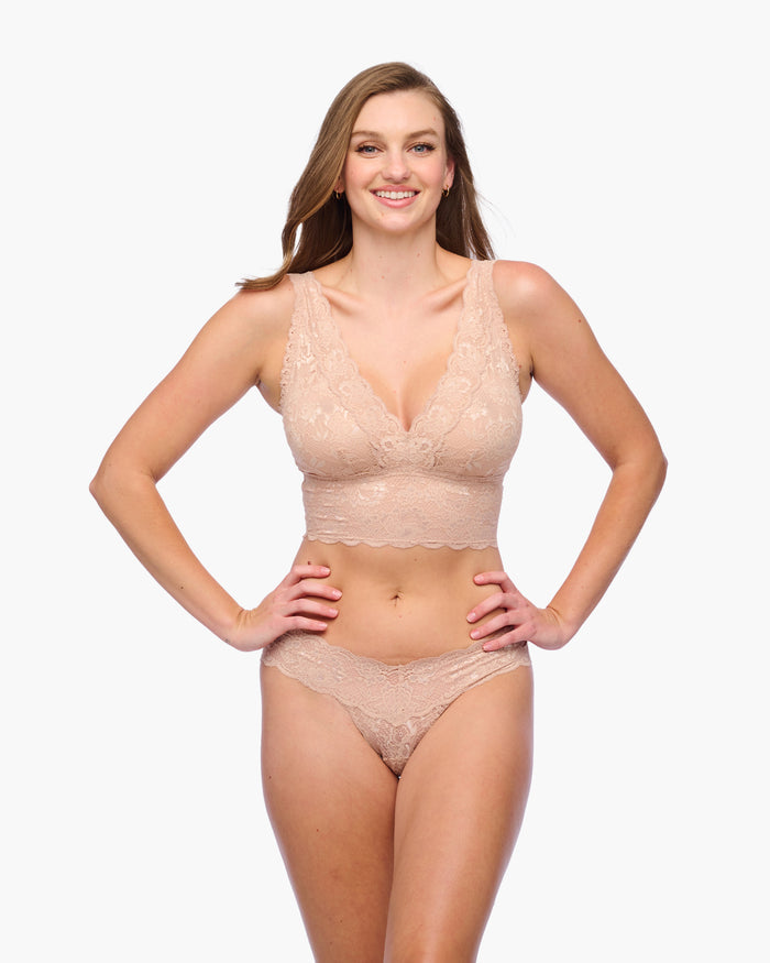 Beige Bralette - Never Say Never Curvy Plungie Longline Bralette