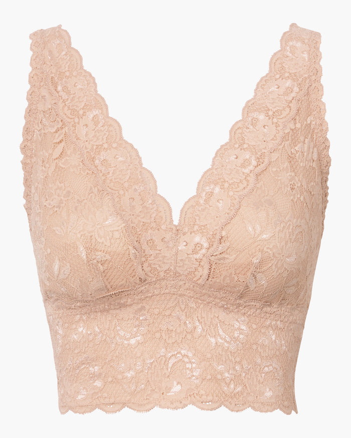 Beige Bralette - Never Say Never Curvy Plungie Longline Bralette
