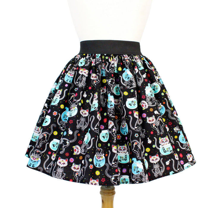 Day of the Dead Kitty Pleated Skirt #PS-C332