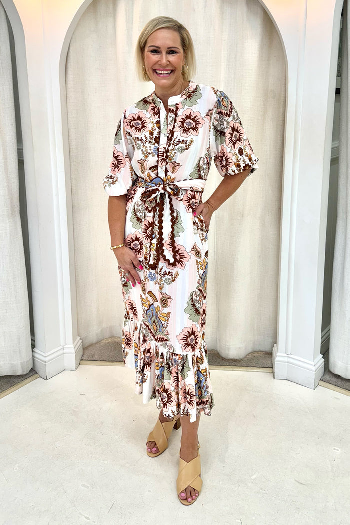 Delylah White Floral Tie Dress