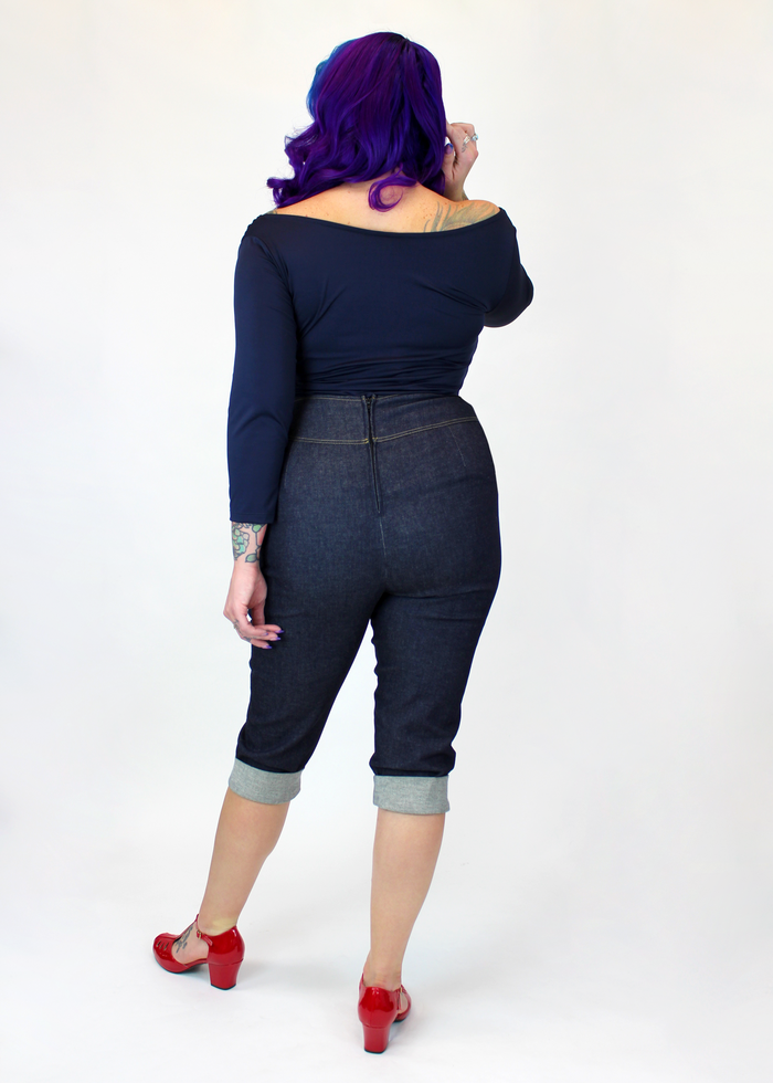 Denim Pin Up High Waist Capri Pants