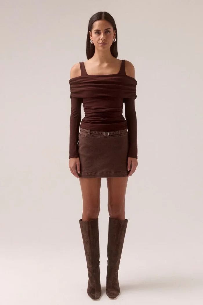 ELAIAN LONG-SLEEVE TOP - RAISIN