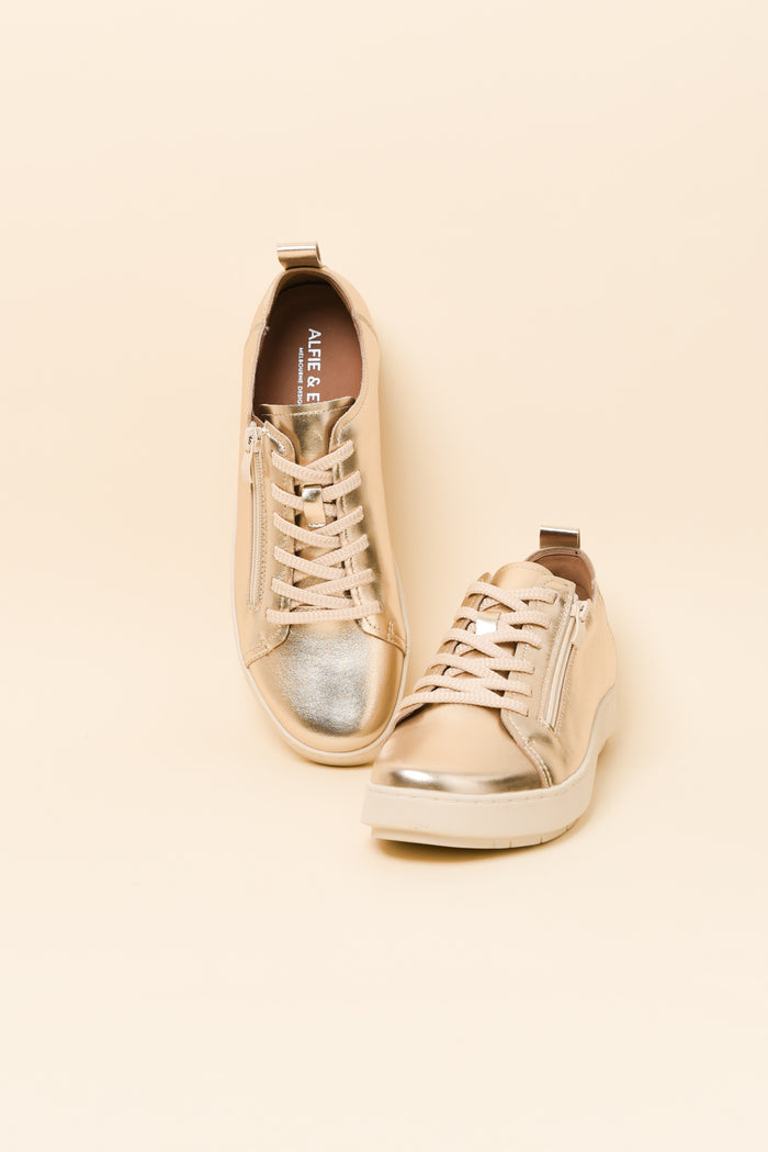 Elk Gold Leather Zip Sneaker