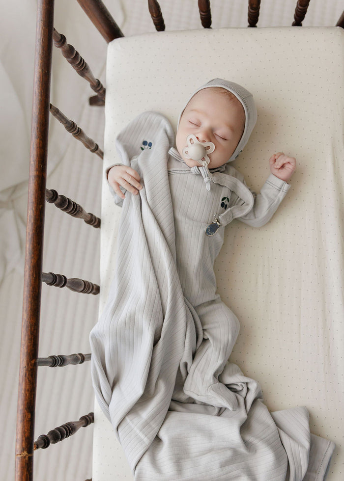 Embroidered Cherry Collection -Solid Ribbed Paci Clip