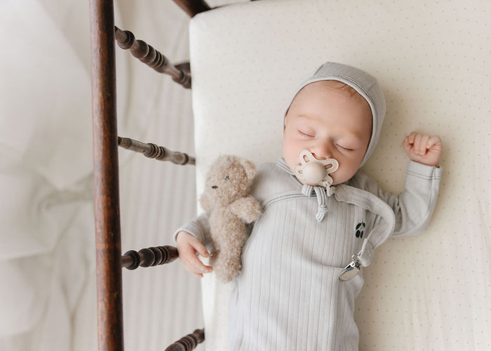 Embroidered Cherry Collection -Solid Ribbed Paci Clip