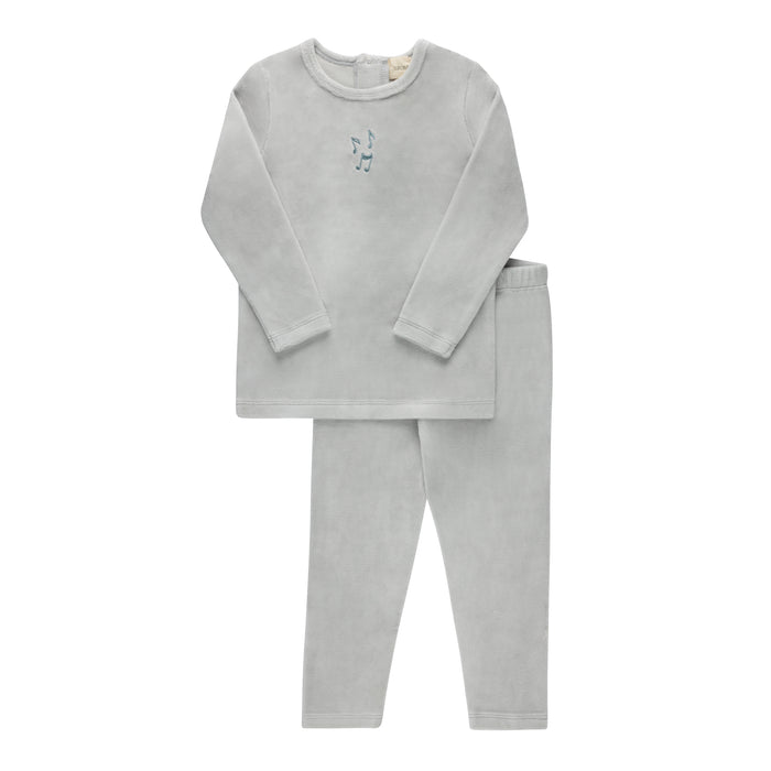 Embroidered Velour Collar Collection - Lounge Set