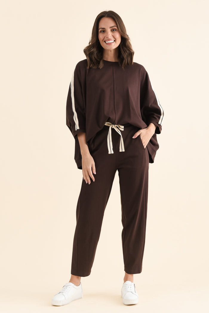 Fisher Chocolate Cotton Barrel Pants