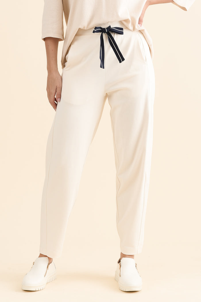 Fisher Cream Cotton Barrel Pants