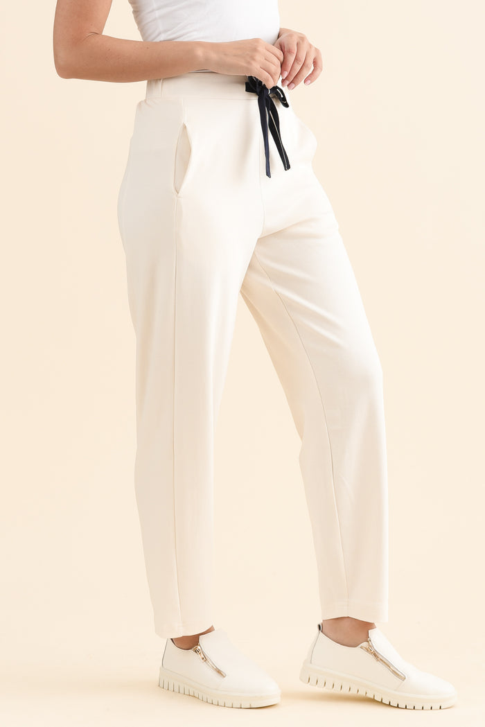Fisher Cream Cotton Barrel Pants