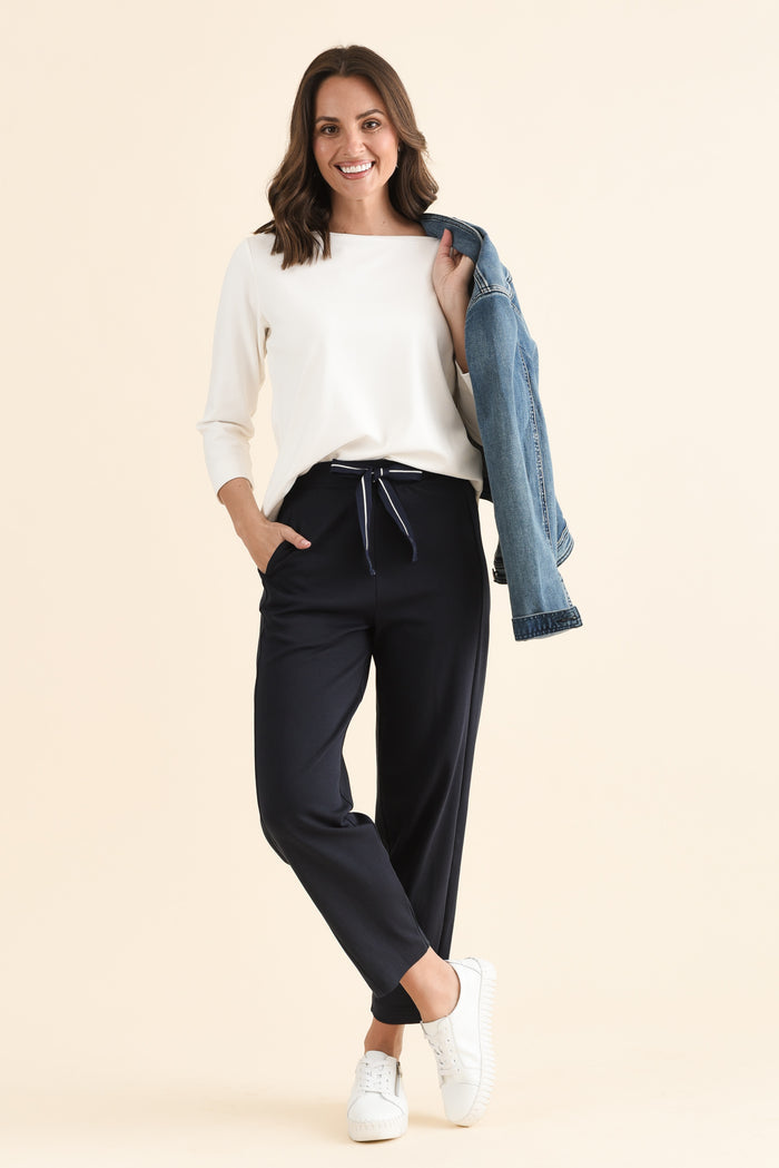 Fisher Navy Cotton Barrel Pants