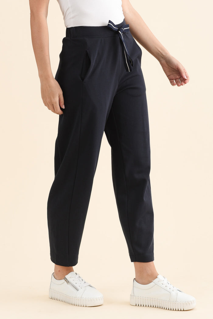 Fisher Navy Cotton Barrel Pants