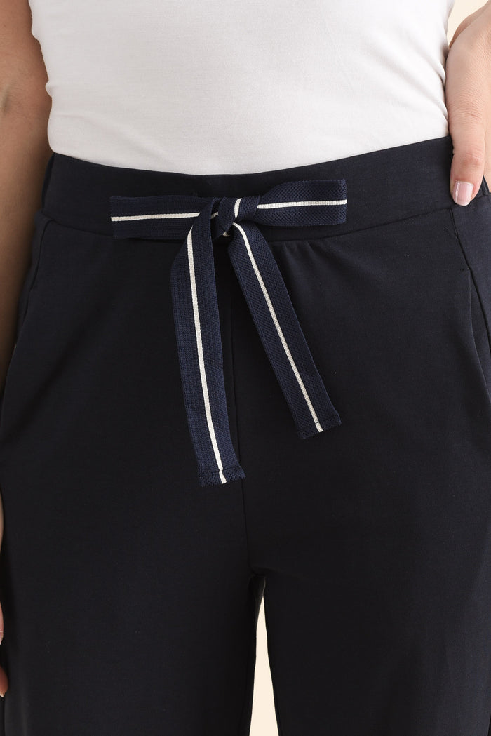 Fisher Navy Cotton Barrel Pants
