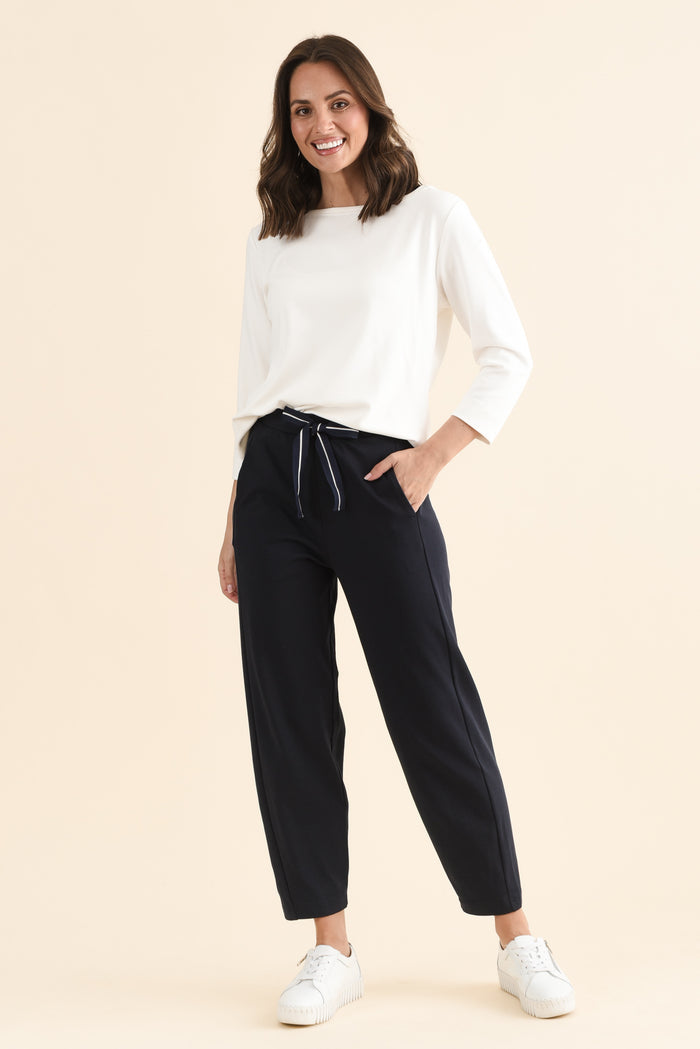 Fisher Navy Cotton Barrel Pants
