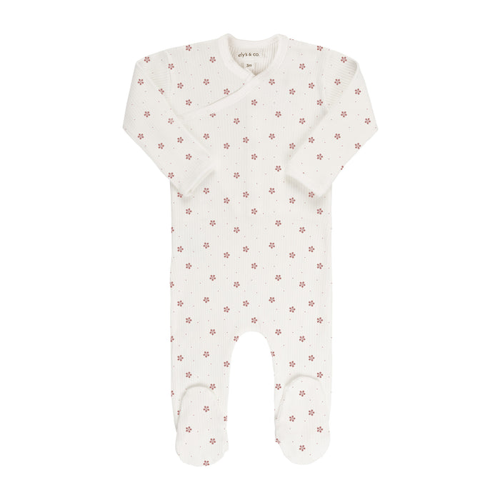 Floral Pink Dot Zipper Footie