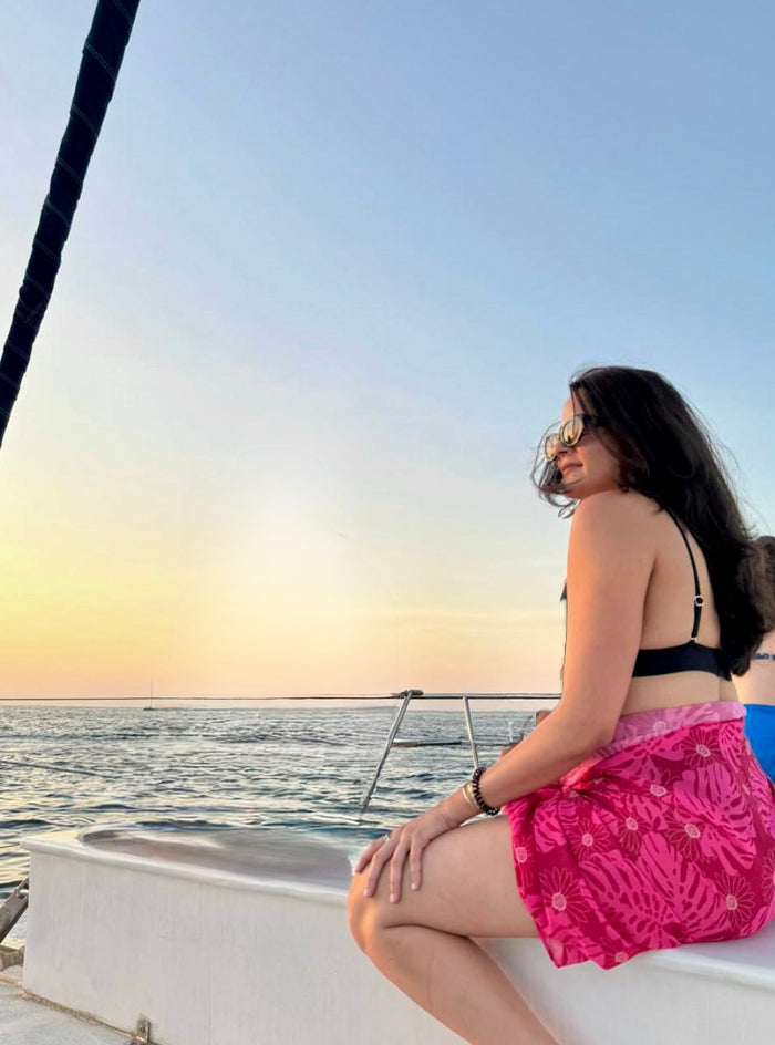 Francesca Sarong in Fuscia Monstera