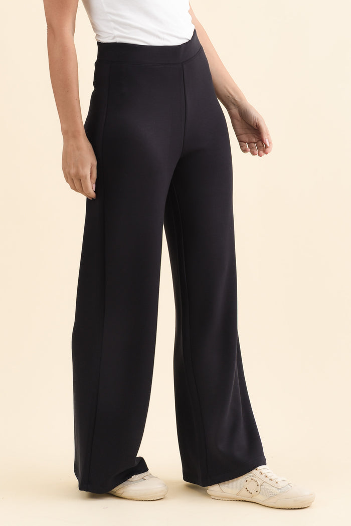 Freedom Dark Navy Wide Leg Pants,Brunette model,alt text|model:MJ