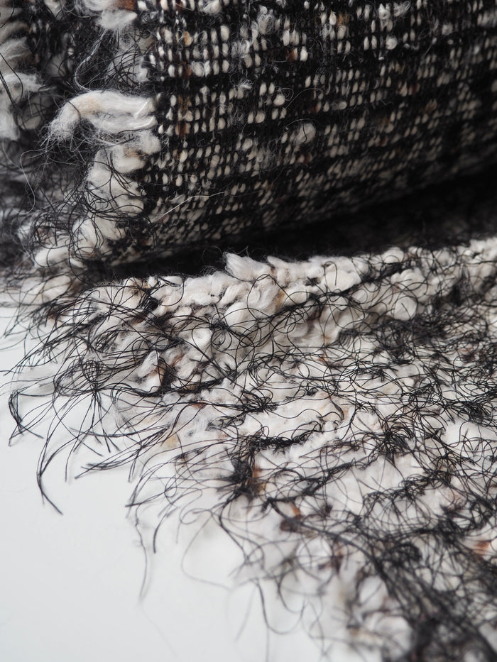 Fringed Cream Marl Boucle Wool Coating