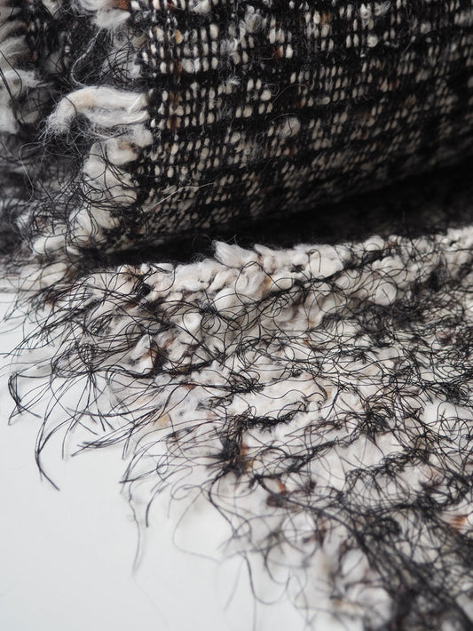 Fringed Cream Marl Boucle Wool Coating