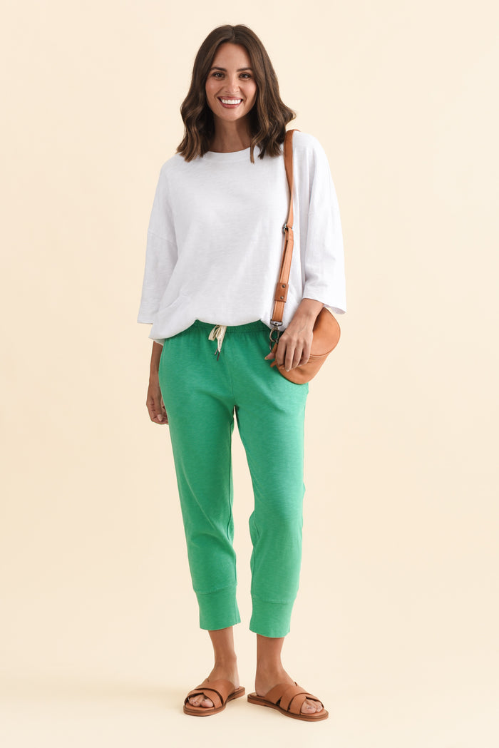 Fundamental Brunch Jade Cotton Sweatpants,Brunette model,alt text|model:MJ