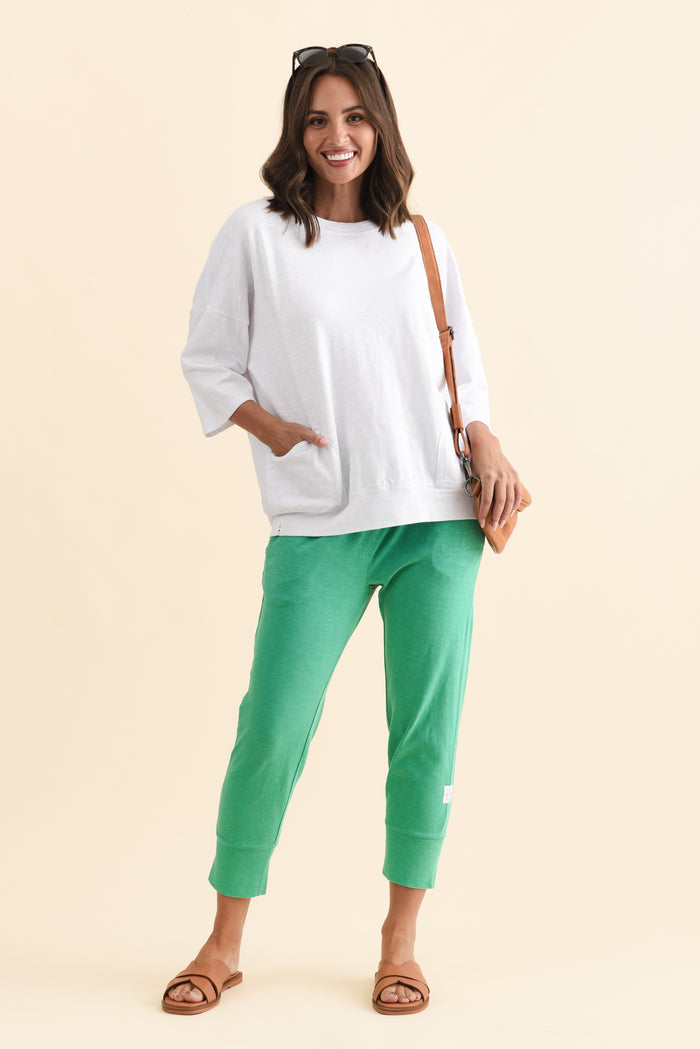 Fundamental Brunch Jade Cotton Sweatpants,Brunette model,alt text|model:MJ