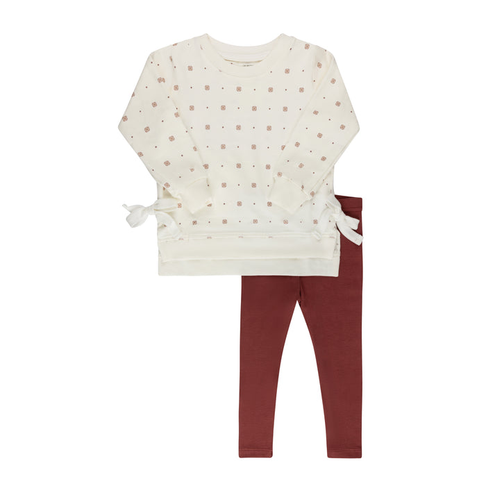 Girls 2 Piece Set – Ivory Girl – Geometric Floral