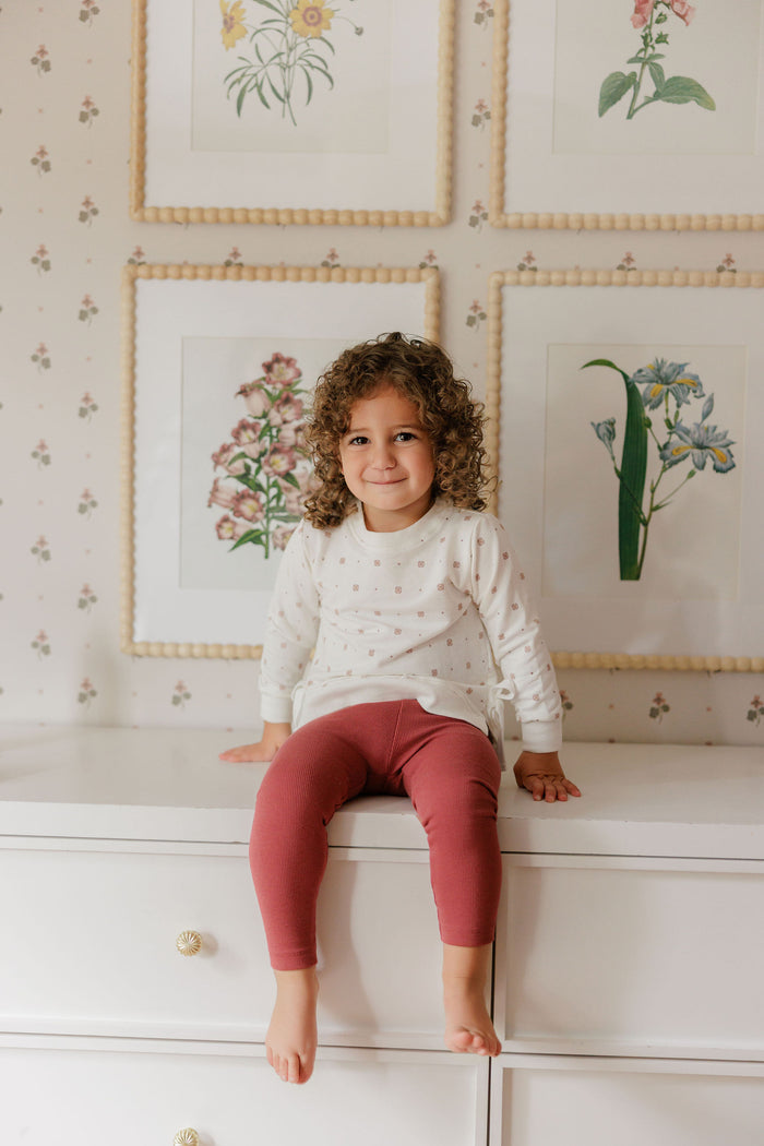 Girls 2 Piece Set – Ivory Girl – Geometric Floral