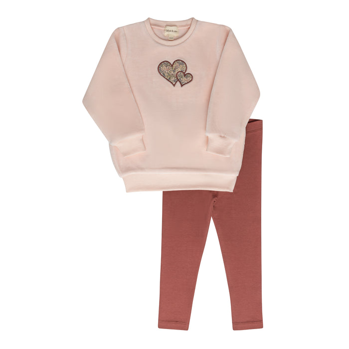 Girls 2 Piece Set – Pink – Embroidered Liberty