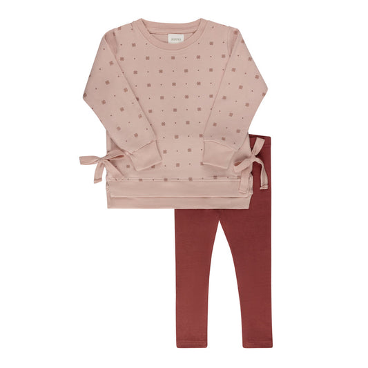 Girls 2 Piece Set – Pink – Geometric Floral