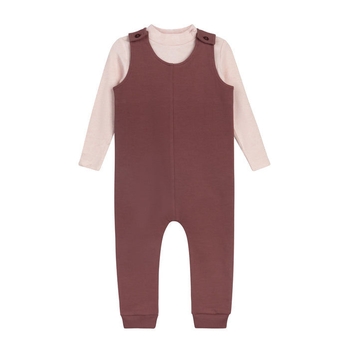 Girls Bodysuit & Overalls – Pink – Bird Seam