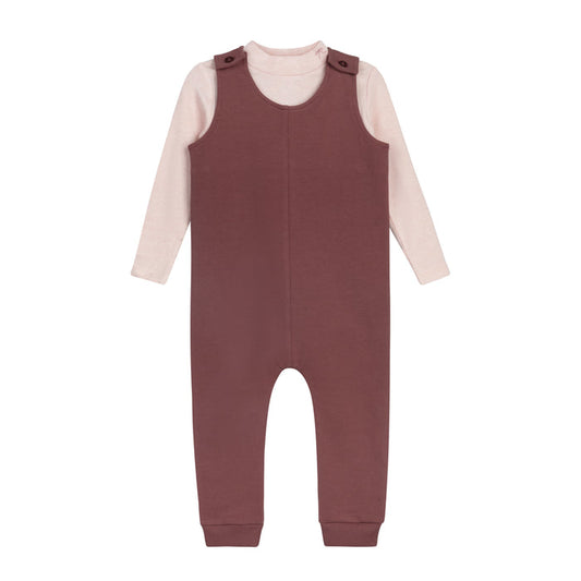 Girls Bodysuit & Overalls – Pink – Bird Seam