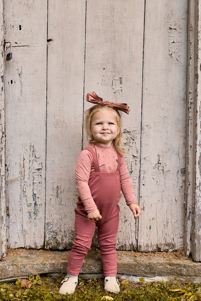 Girls Bodysuit & Overalls – Pink – Clover Print