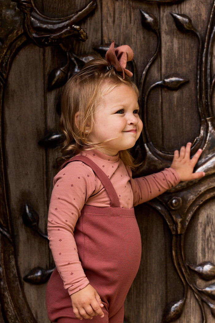 Girls Bodysuit & Overalls – Pink – Clover Print