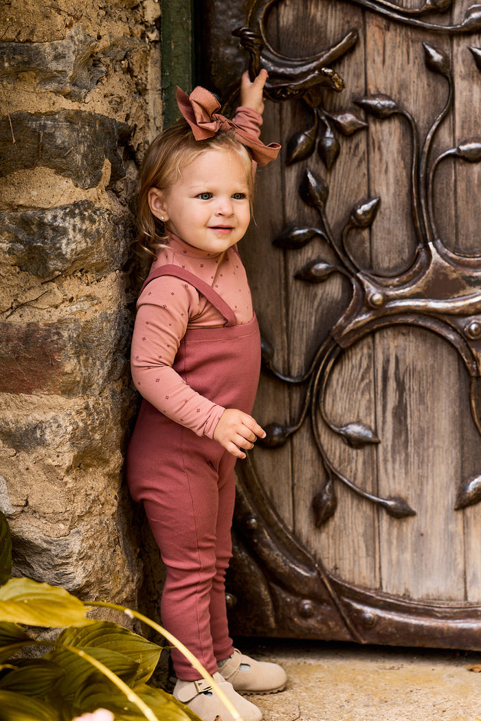 Girls Bodysuit & Overalls – Pink – Clover Print