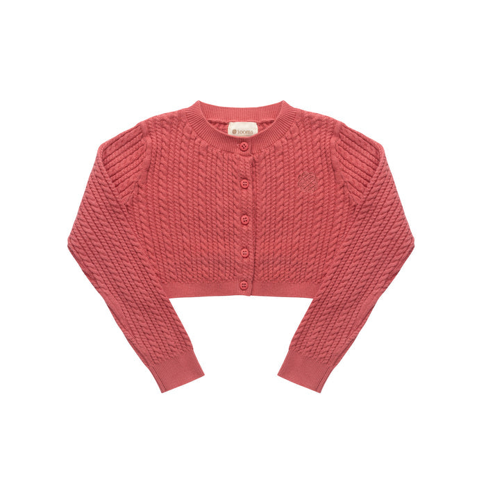 Girls Cable Knit Cardigan – Berry – Keepsake Collection