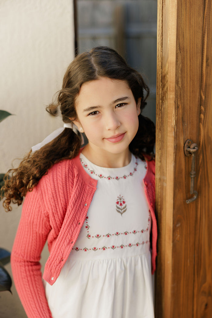 Girls Cable Knit Cardigan – Berry – Keepsake Collection