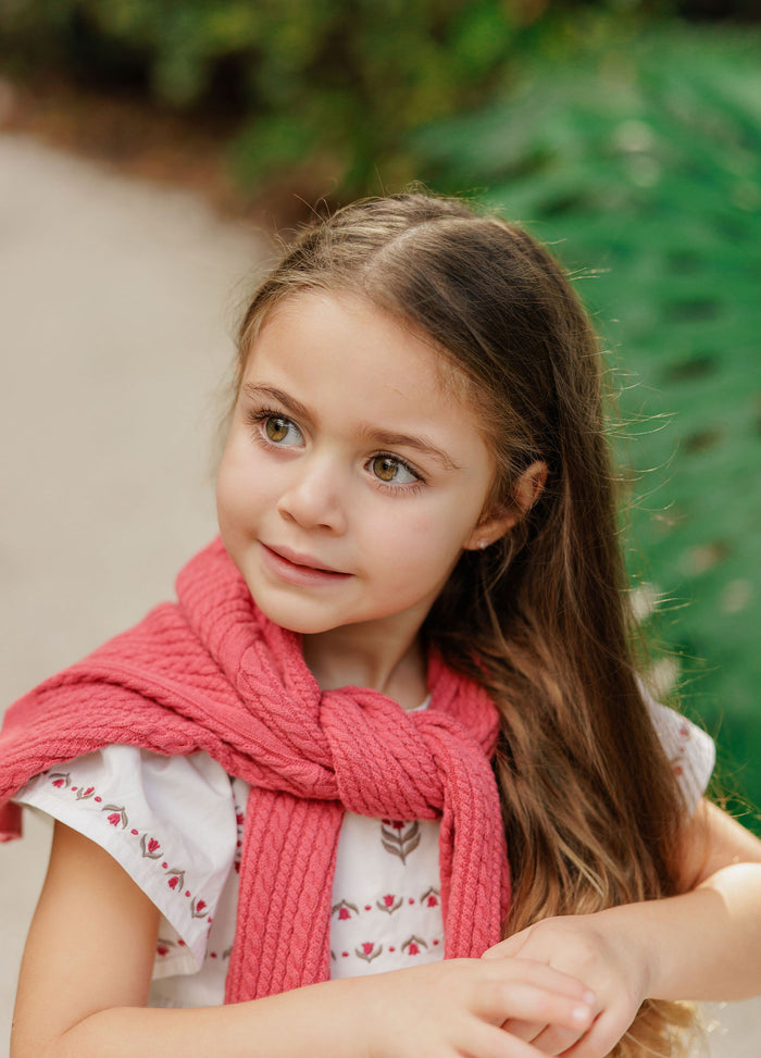 Girls Cable Knit Cardigan – Berry – Keepsake Collection