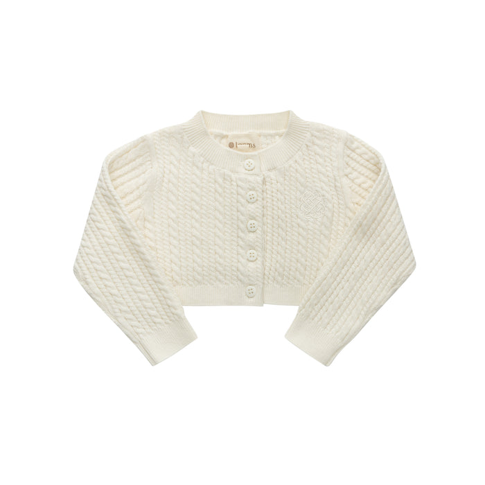 Girls Cable Knit Cardigan – Ivory – Keepsake Collection