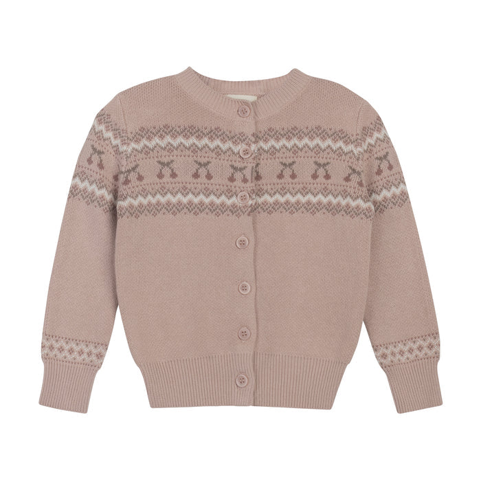 Girls Cardigan – Mauve – Fair Isle