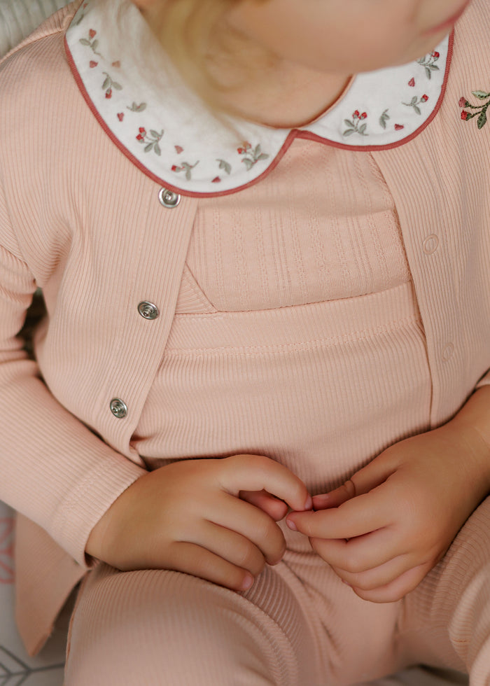 Girls Cardigan – Pink – Embroidered
